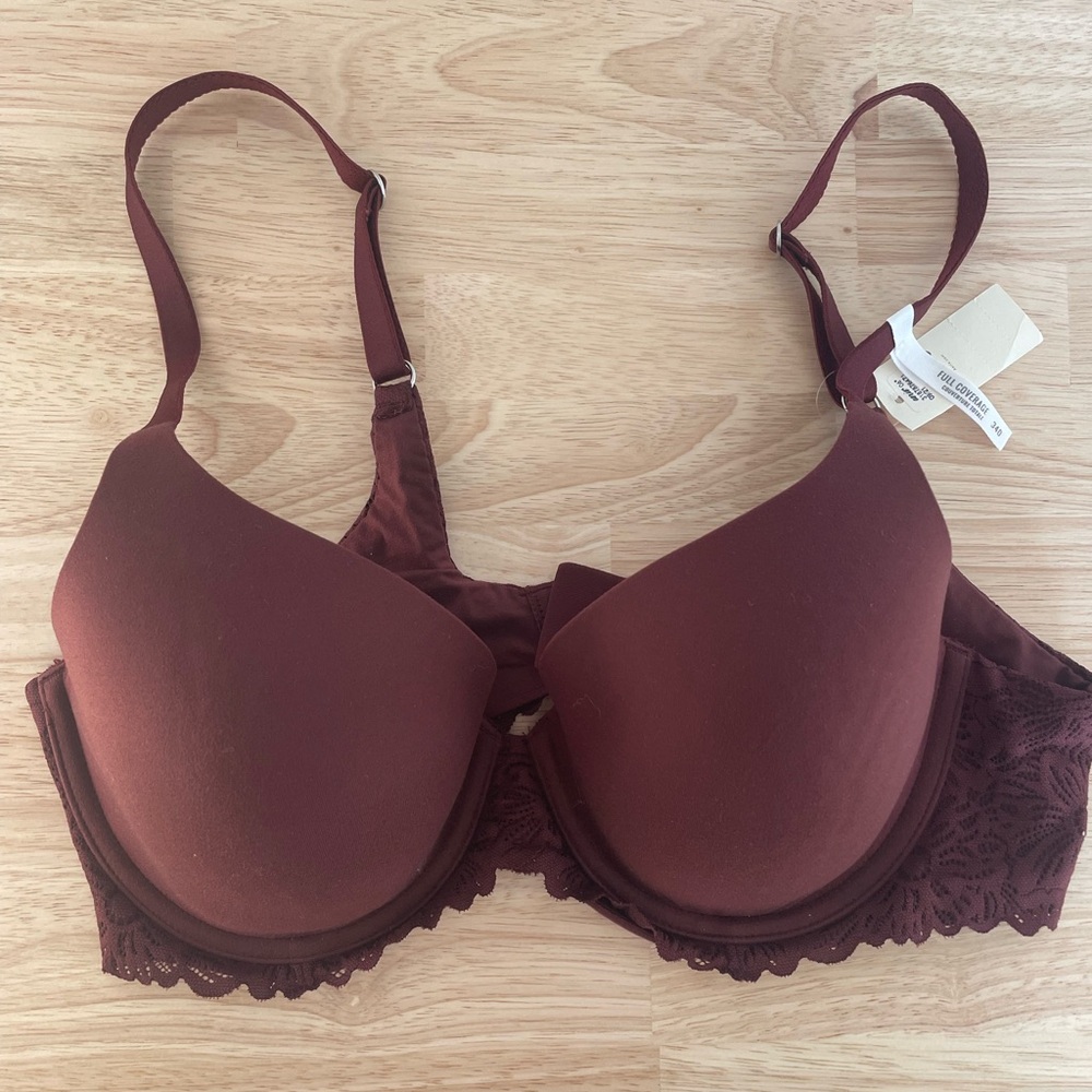 Aerie Full Coverage Maroon Lace Bra
